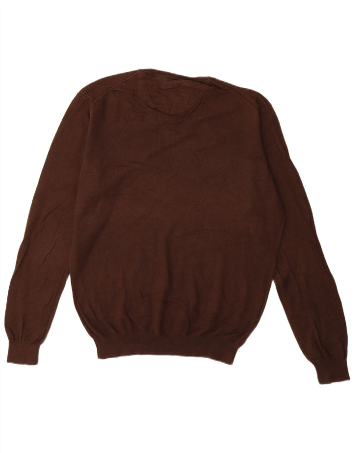 Męski sweter Massimo Dutti z dekoltem w kształcie litery V, duży, brązowy, bawełniany