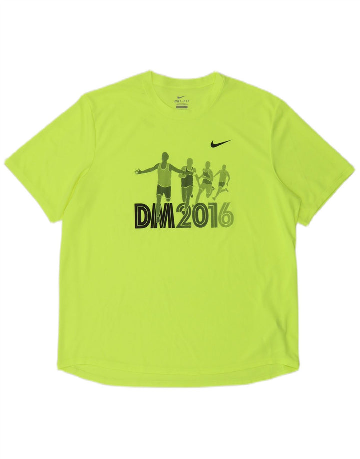 Męski T-shirt z grafiką Nike Dri Fit, duży, zielony, poliestrowy