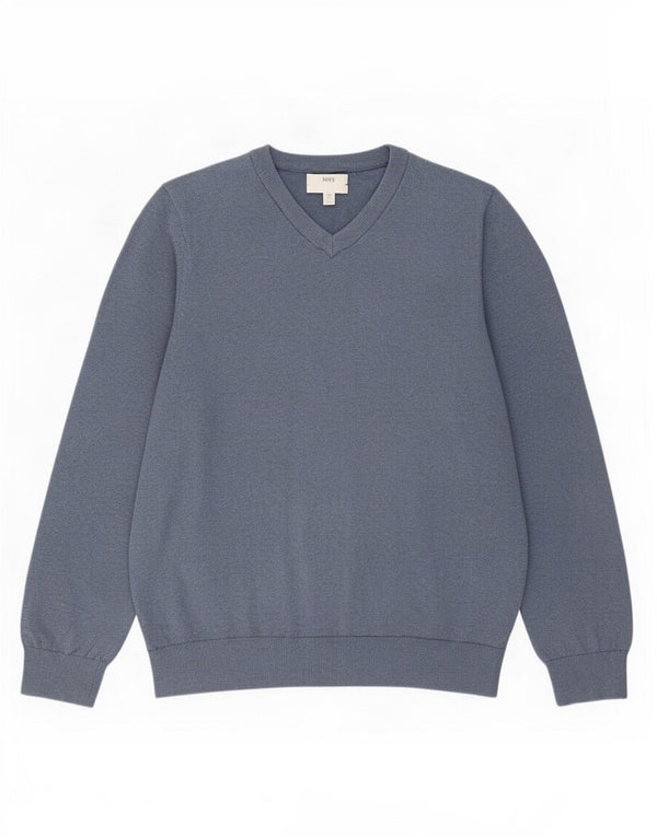 Marks & Spencer Męski sweter z dekoltem w kształcie litery V, 2XL, niebieski, bawełniany