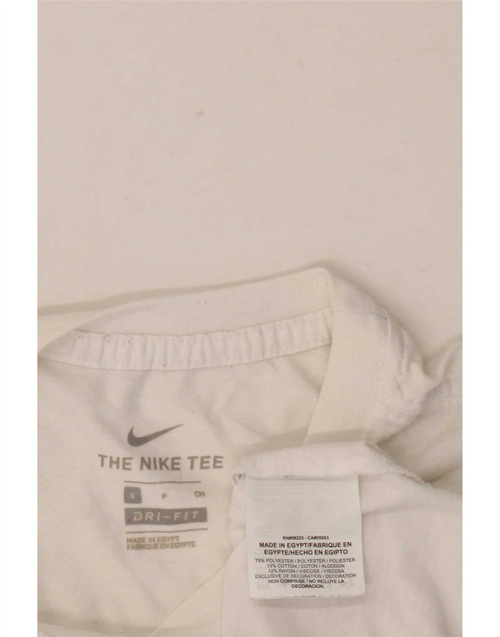 Męski T-shirt Nike Dri Fit z grafiką, mały, biały poliester