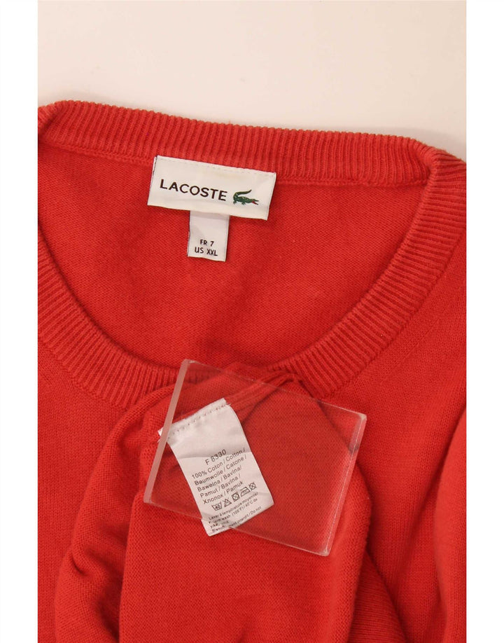 Męski sweter Lacoste z okrągłym dekoltem, rozmiar 7 2XL, czerwona bawełna