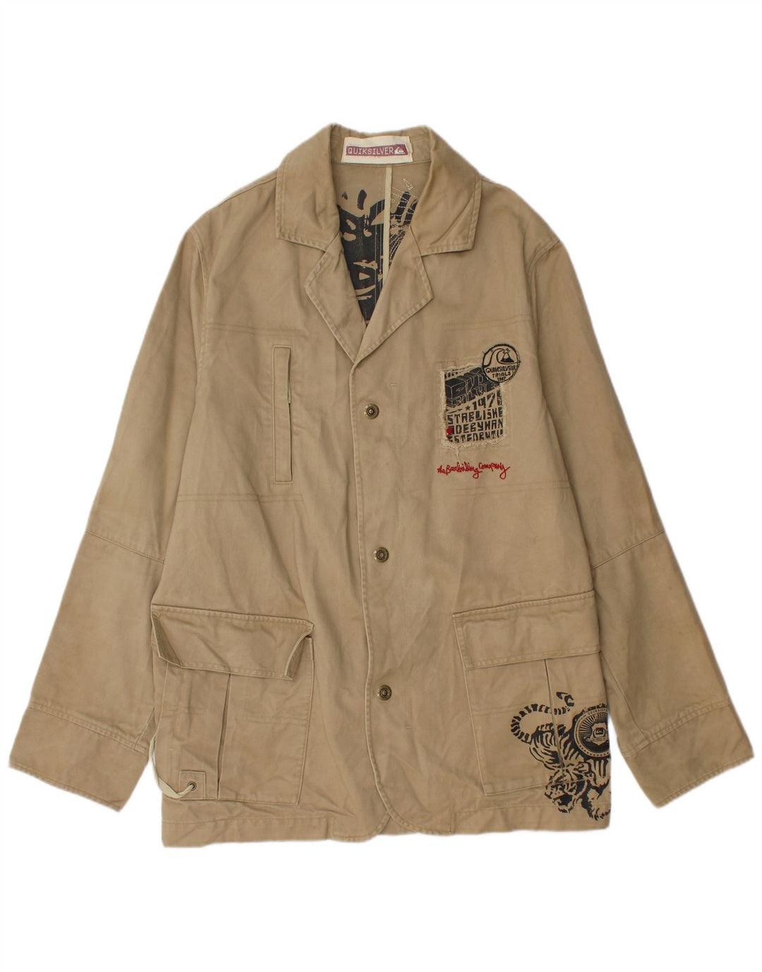 Męska kurtka użytkowa Quiksilver Graphic UK 40, duża, beżowa, bawełniana