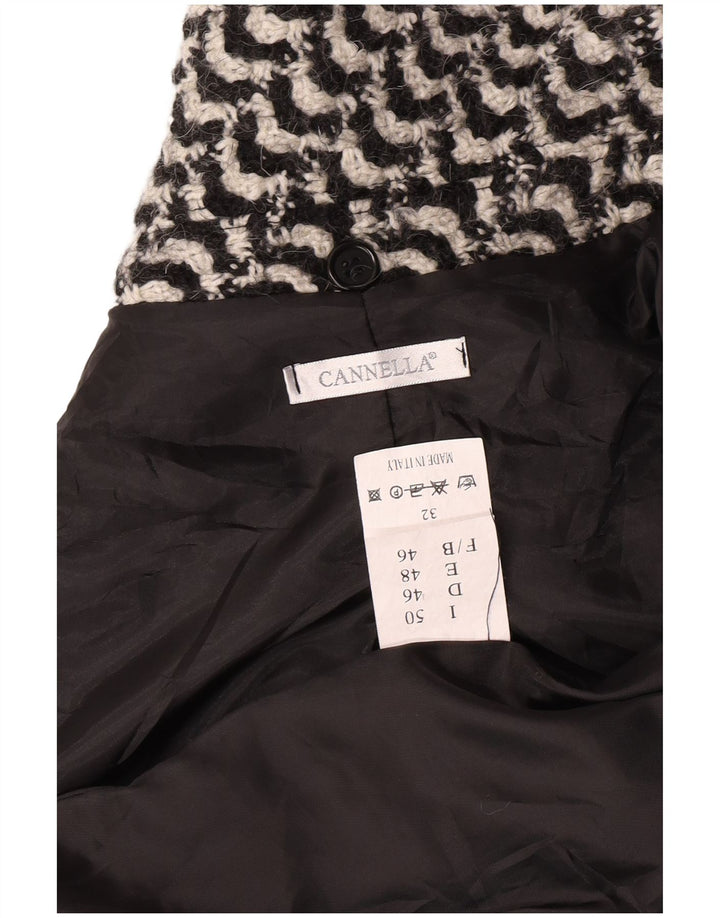 Płaszcz damski w stylu vintage IT 50 XL Czarny geometryczny octan
