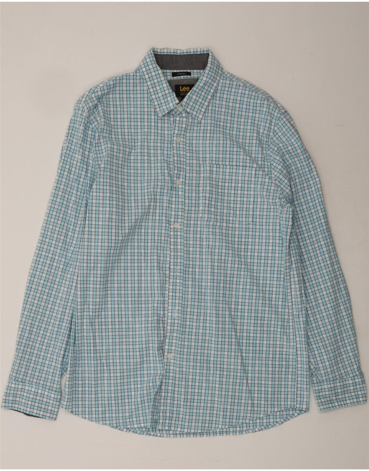 LEE Mens Regular Fit Shirt Large Blue Check Cotton Vintage Lee and Second-Hand Lee from Messina Hembry 