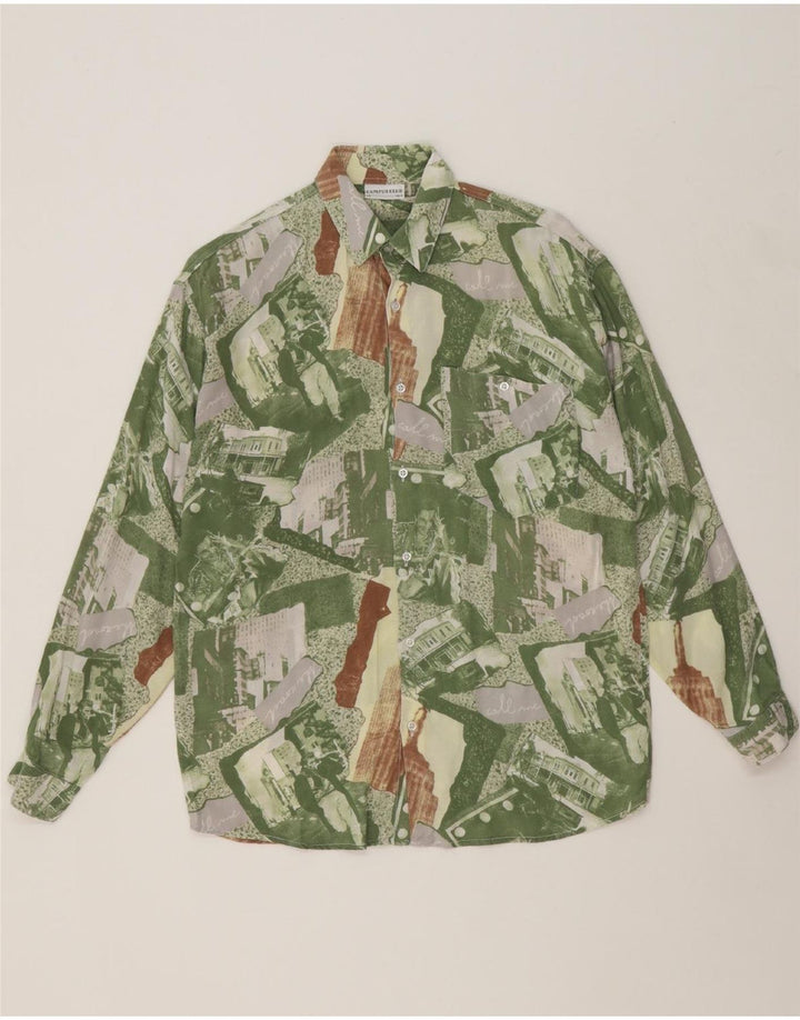 CAMPUS CLUB Boys Oversized Abstract Pattern Shirt 13-14 Years Green Vintage Campus Club and Second-Hand Campus Club from Messina Hembry 