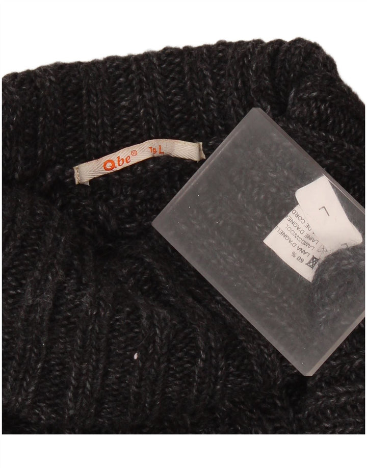 Vintage męski sweter z golfem, duży, szary, z owczej wełny