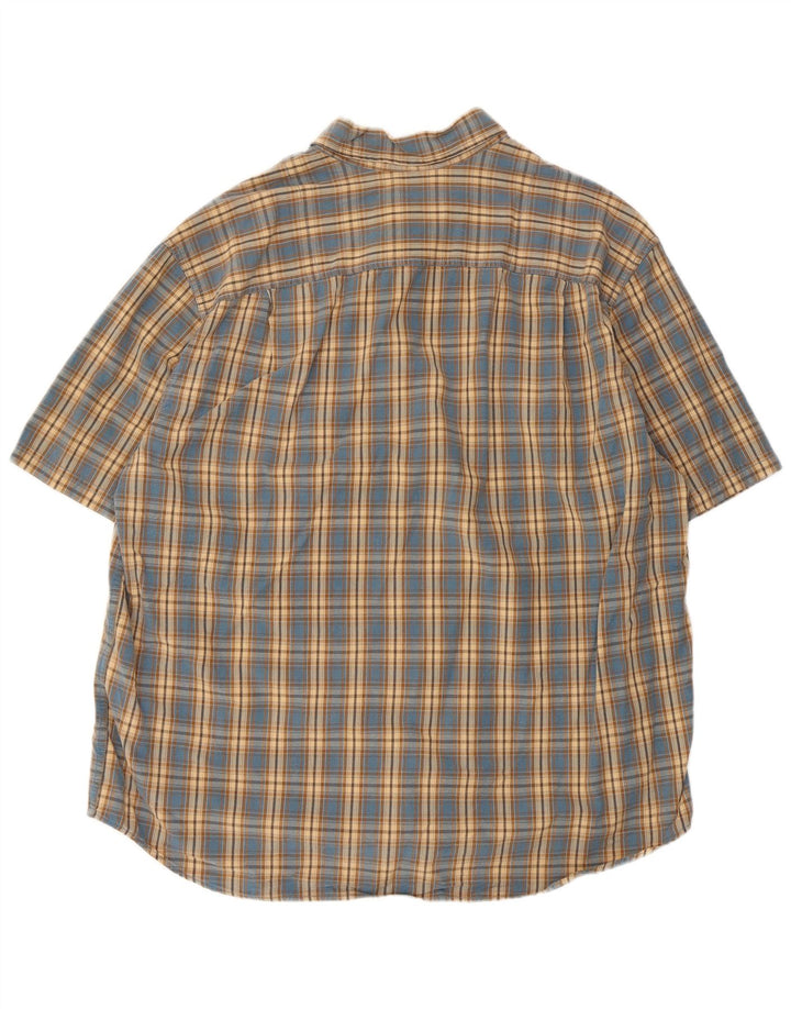 Koszula męska z krótkim rękawem EDDIE BAUER XL, bawełniana w niebieską kratkę