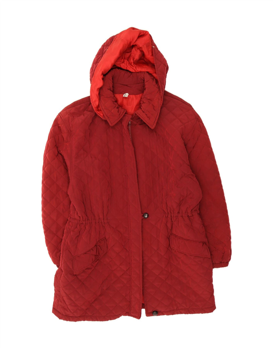 VINTAGE Womens Hooded Quilted Jacket IT 46 Large Red Cotton Vintage Vintage and Second-Hand Vintage from Messina Hembry 