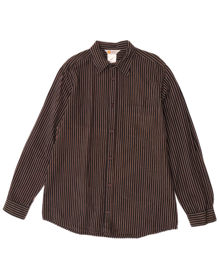Koszula męska Carhartt, duża, brązowa, bawełniana w prążki
