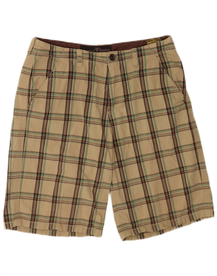 Męskie spodenki chino Tom Tailor W32 w średniej beżowej kratce, bawełniane