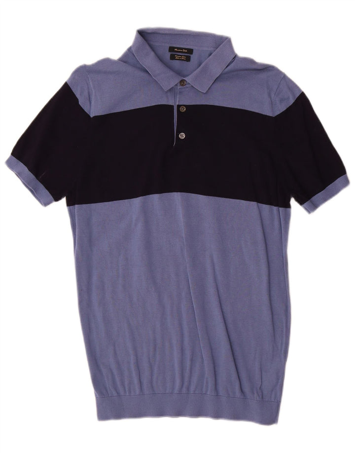 Męski sweter polo Massimo Dutti w kolorze średnioniebieskim