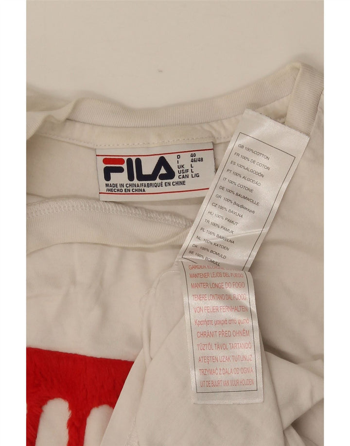 Męski T-shirt z grafiką Fila, duży, biały, bawełniany