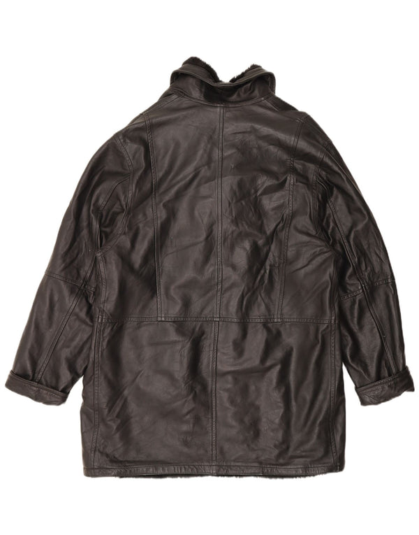 Vintage męska kurtka shearling UK 42 XL czarna skóra