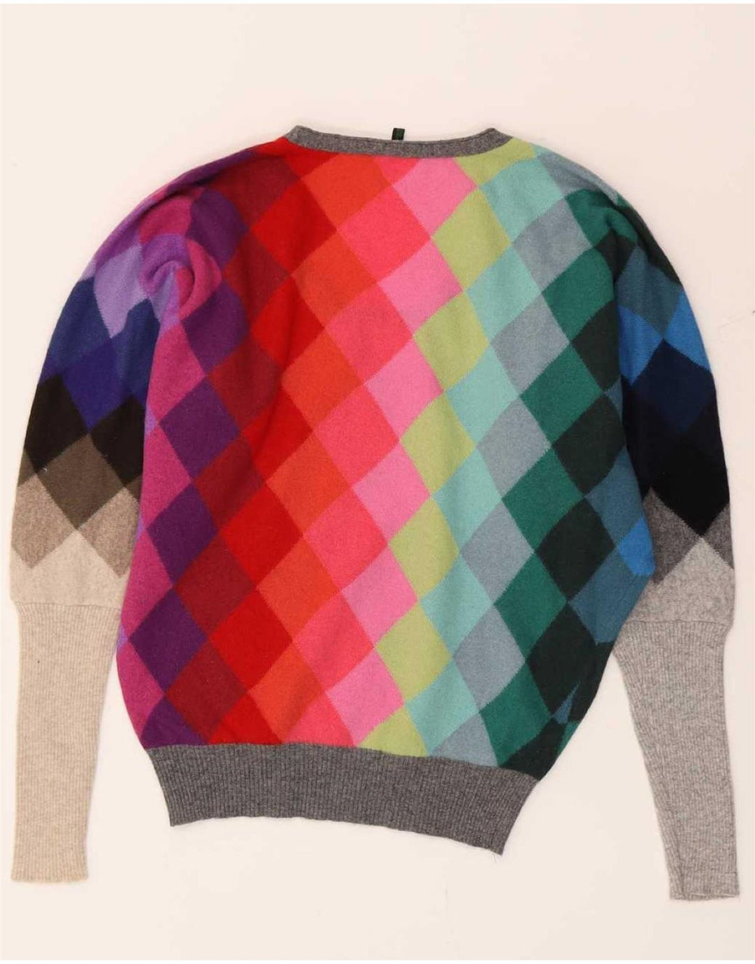 Damski sweter z dekoltem w łódkę Benetton UK 10, mały, wielokolorowy