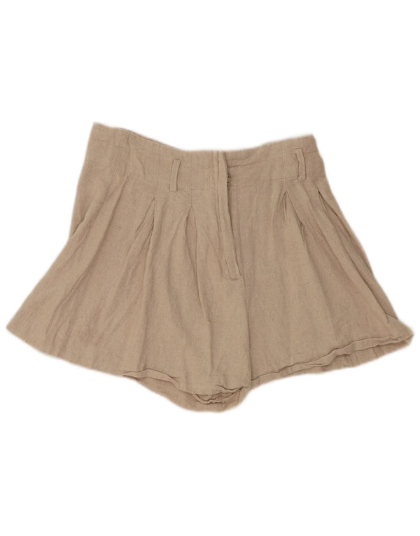 Zara Damskie spodnie z wysokim stanem, małe, beżowe, lniane W26