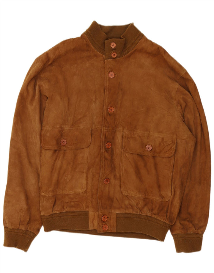 Vintage męska zamszowa kurtka bomber IT 52 XL brązowa skóra