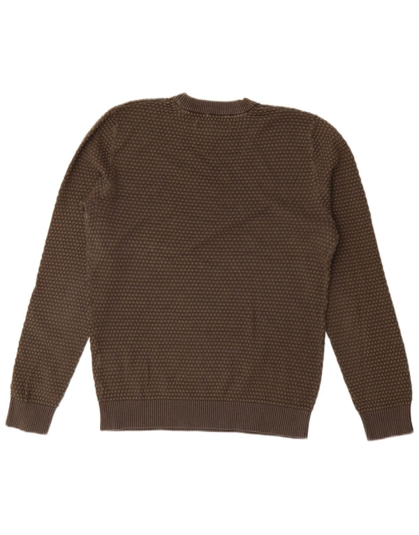 JACK & JONES Męski sweter z okrągłym dekoltem XS, khaki, bawełniany w cętki