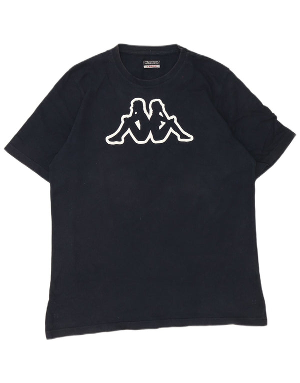 Męski T-shirt z grafiką Kappa, duży, granatowy, bawełniany