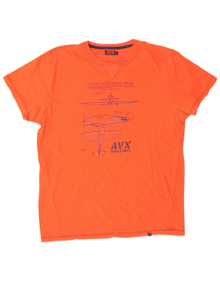 Męski T-shirt z grafiką Avirex, duży, pomarańczowy