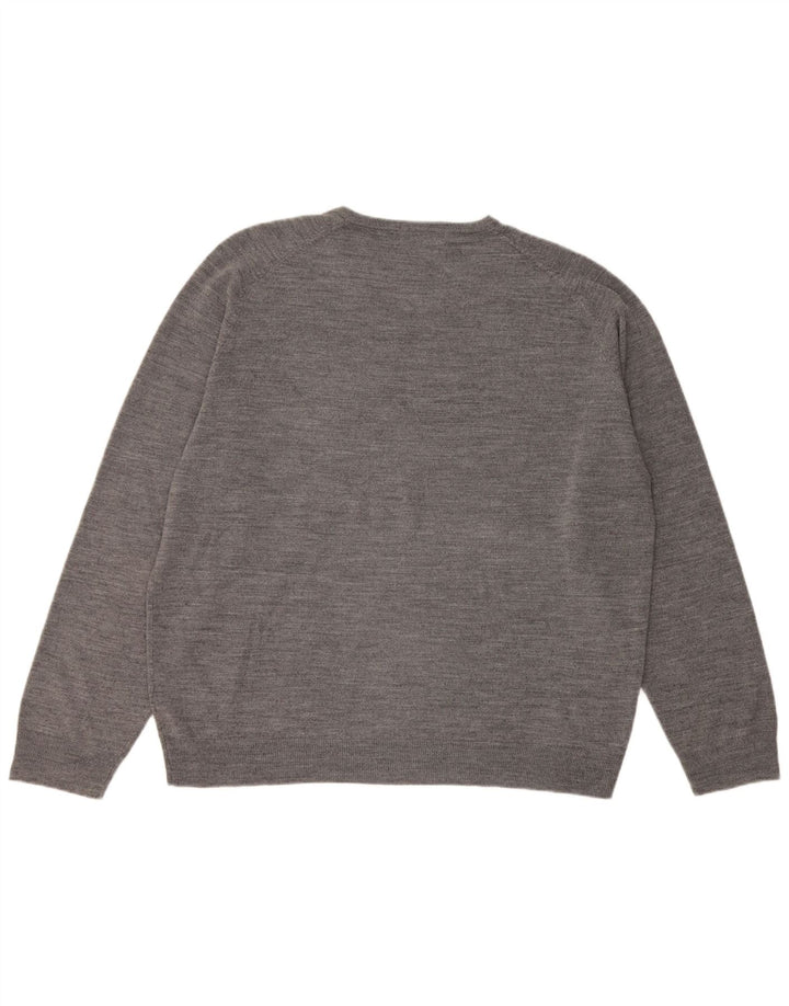 Marks & Spencer Męski sweter z dekoltem w kształcie litery V, XL, szary, akrylowy