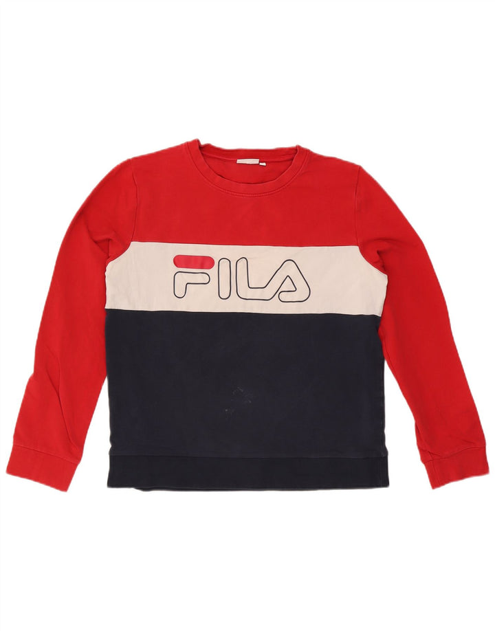 Damski sweter z grafiką Fila UK 16, duży, wielokolorowy blok kolorów
