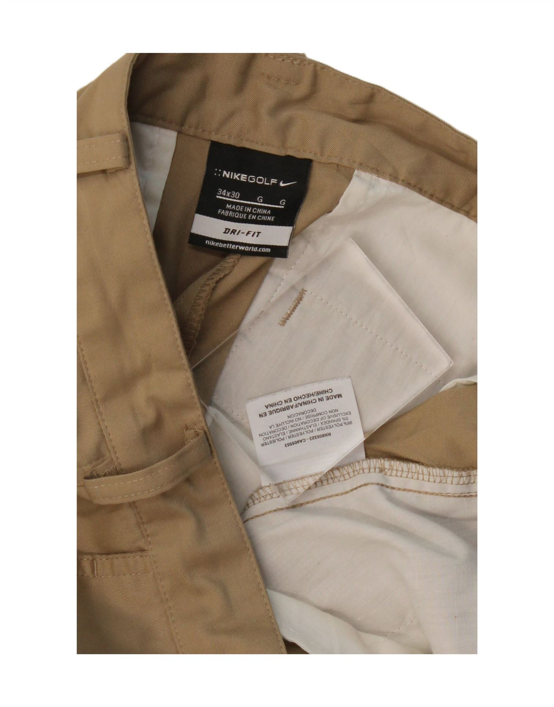 Męskie spodnie typu chino NIKE Dri Fit W34 L30 Beżowy poliester