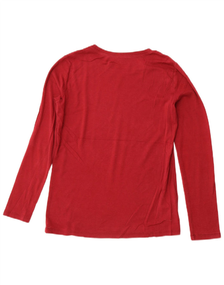 EDDIE BAUER Damski top z długim rękawem UK 14, duży, bordowy, bawełniany