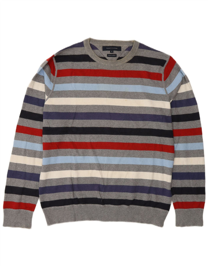 Męski sweter z okrągłym dekoltem Tommy Hilfiger w średnie, wielokolorowe paski