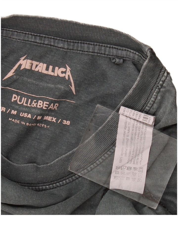 Męski T-shirt Pull & Bear z grafiką Metallica, średnioszary, bawełniany