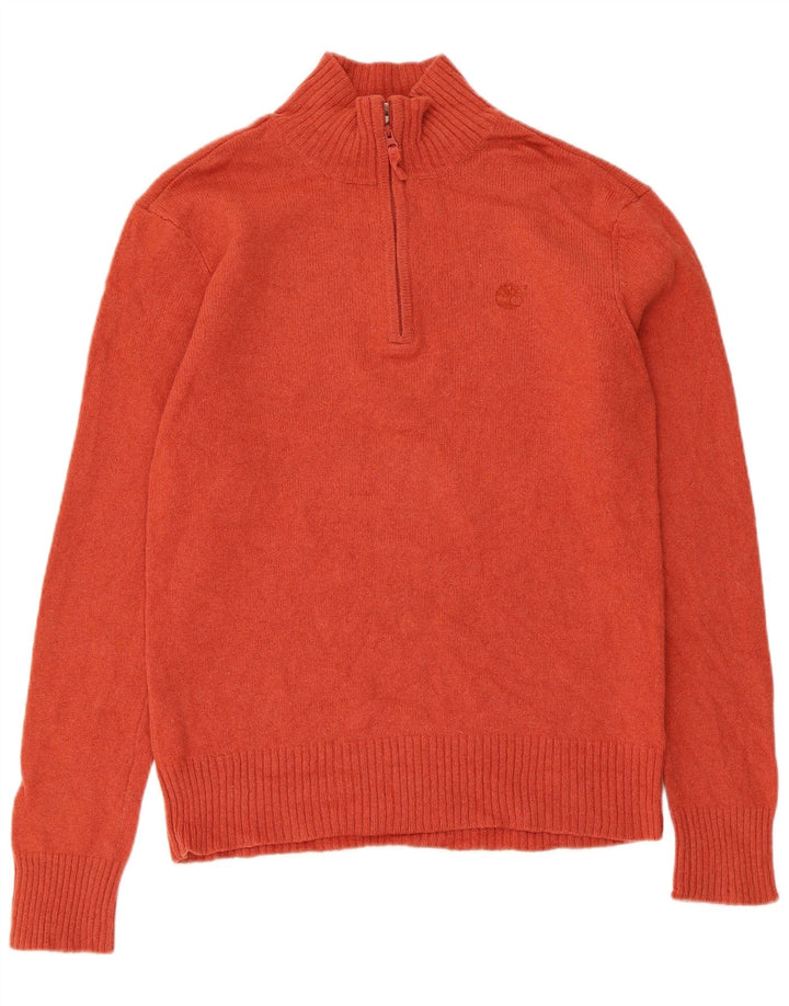 Męski sweter Timberland z zamkiem błyskawicznym, duży, pomarańczowy, z owczej wełny