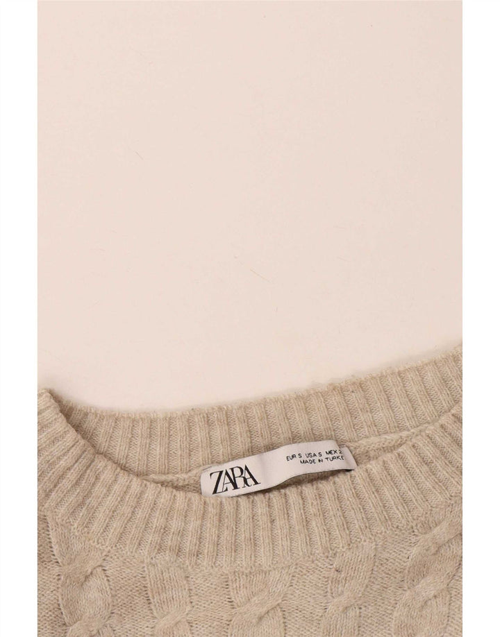 Sweter damski Zara Oversize z okrągłym dekoltem UK 10 Small Beige