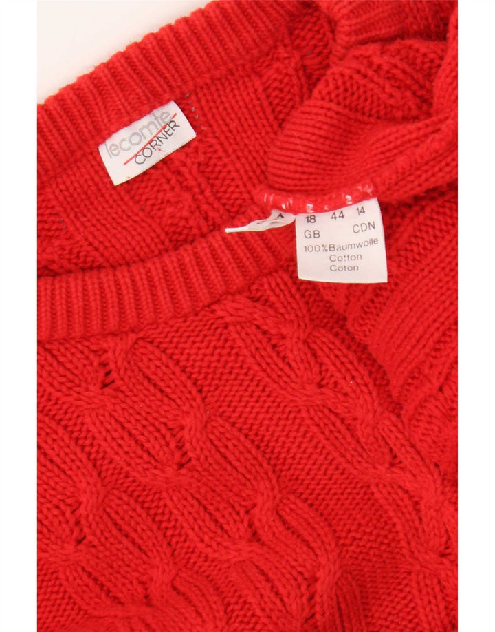 Damski sweter oversize Lecomte z okrągłym dekoltem, UK 18 XL, czerwony, bawełniany