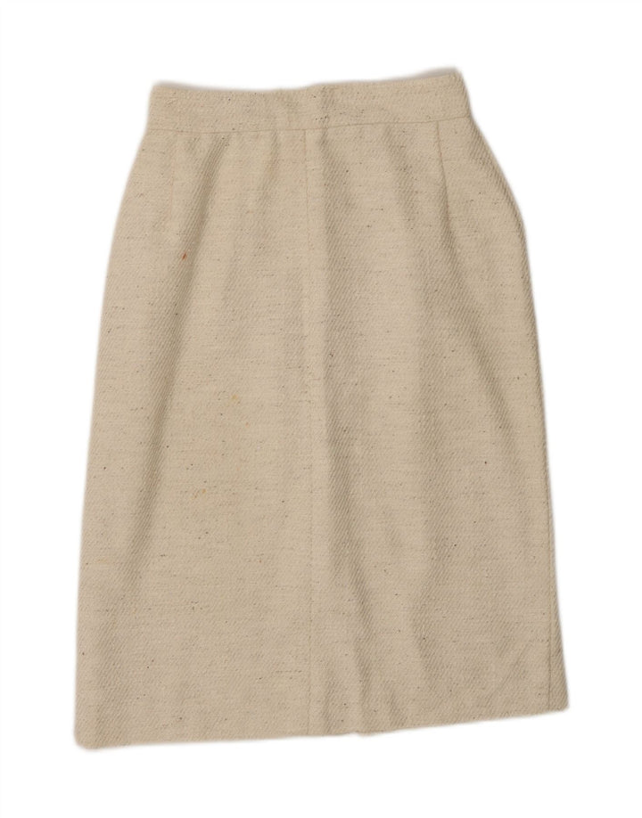 VINTAGE Womens Pencil Skirt W26 Small Beige Flecked Vintage Vintage and Second-Hand Vintage from Messina Hembry 