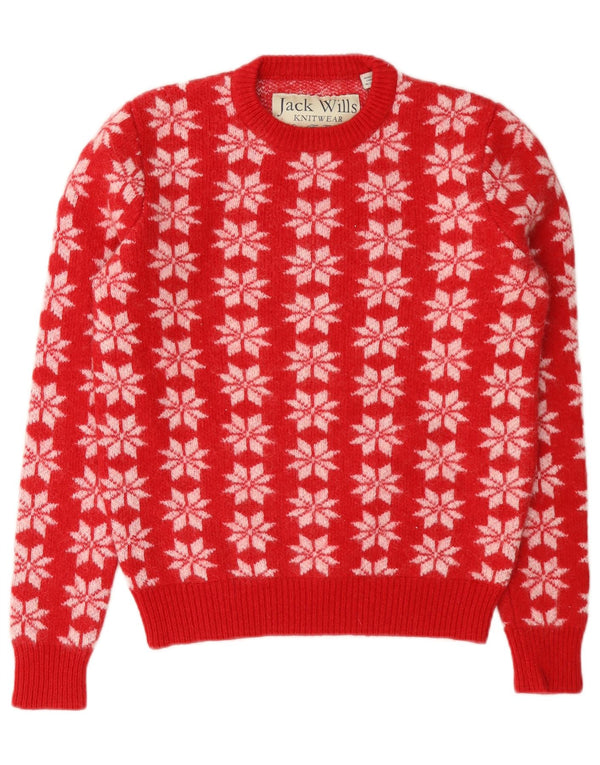 Sweter damski Jack Wills z okrągłym dekoltem i okrągłym dekoltem UK 8 Small Red Fair Isle