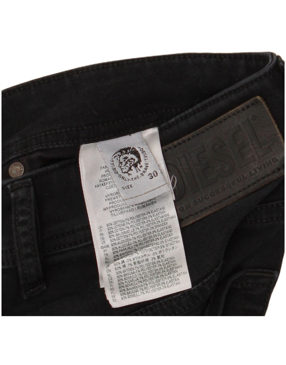 DIESEL Damskie jeansy slim W30 L27 Czarne bawełniane