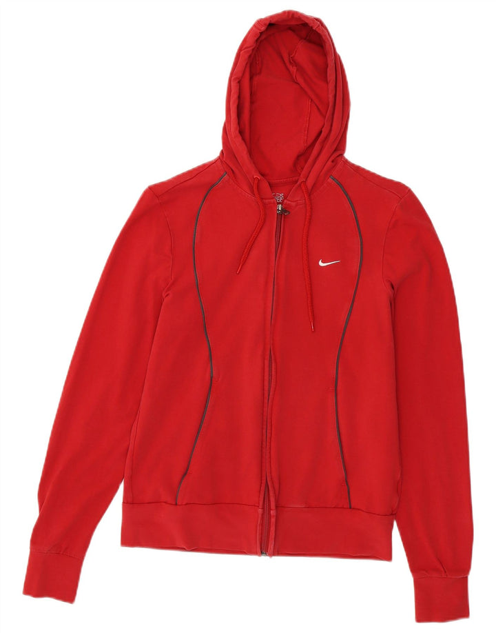 NIKE Womens Zip Hoodie Sweater UK 16/18 Large Red