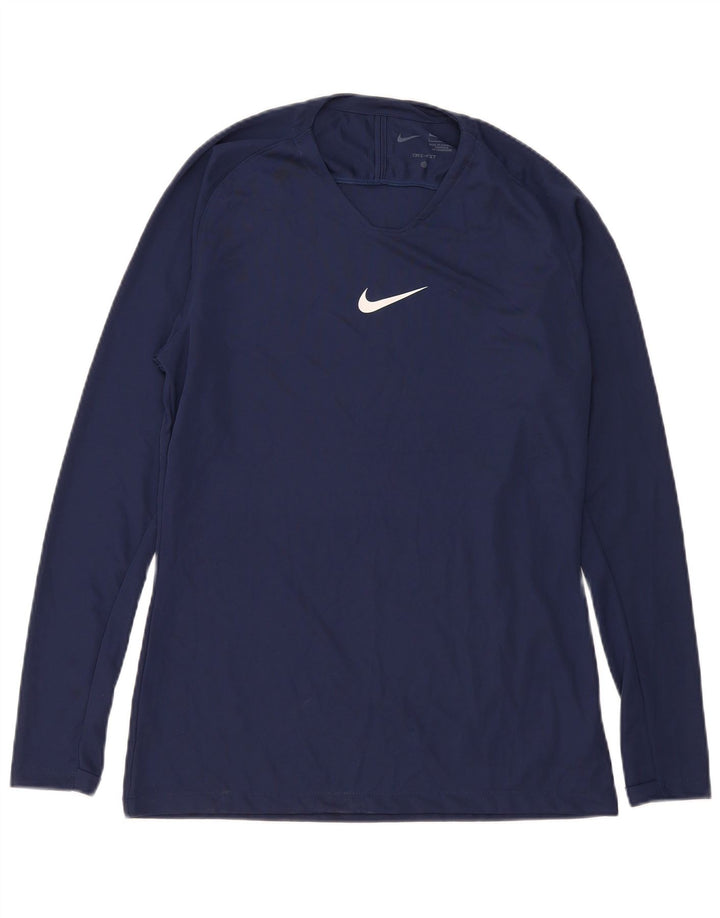 Męska koszulka Nike Dri Fit Slim Fit z długim rękawem, duży granatowy poliester