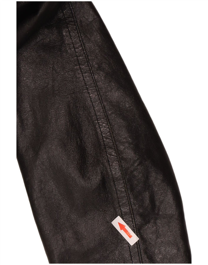 Damska skórzana kurtka bomber w stylu vintage IT 44, średnia czarna skóra