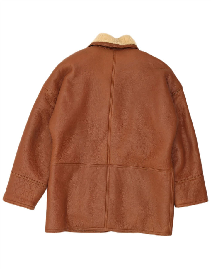 Vintage damska oversize'owa kurtka Shearling UK 18 XL Brązowa Shearling