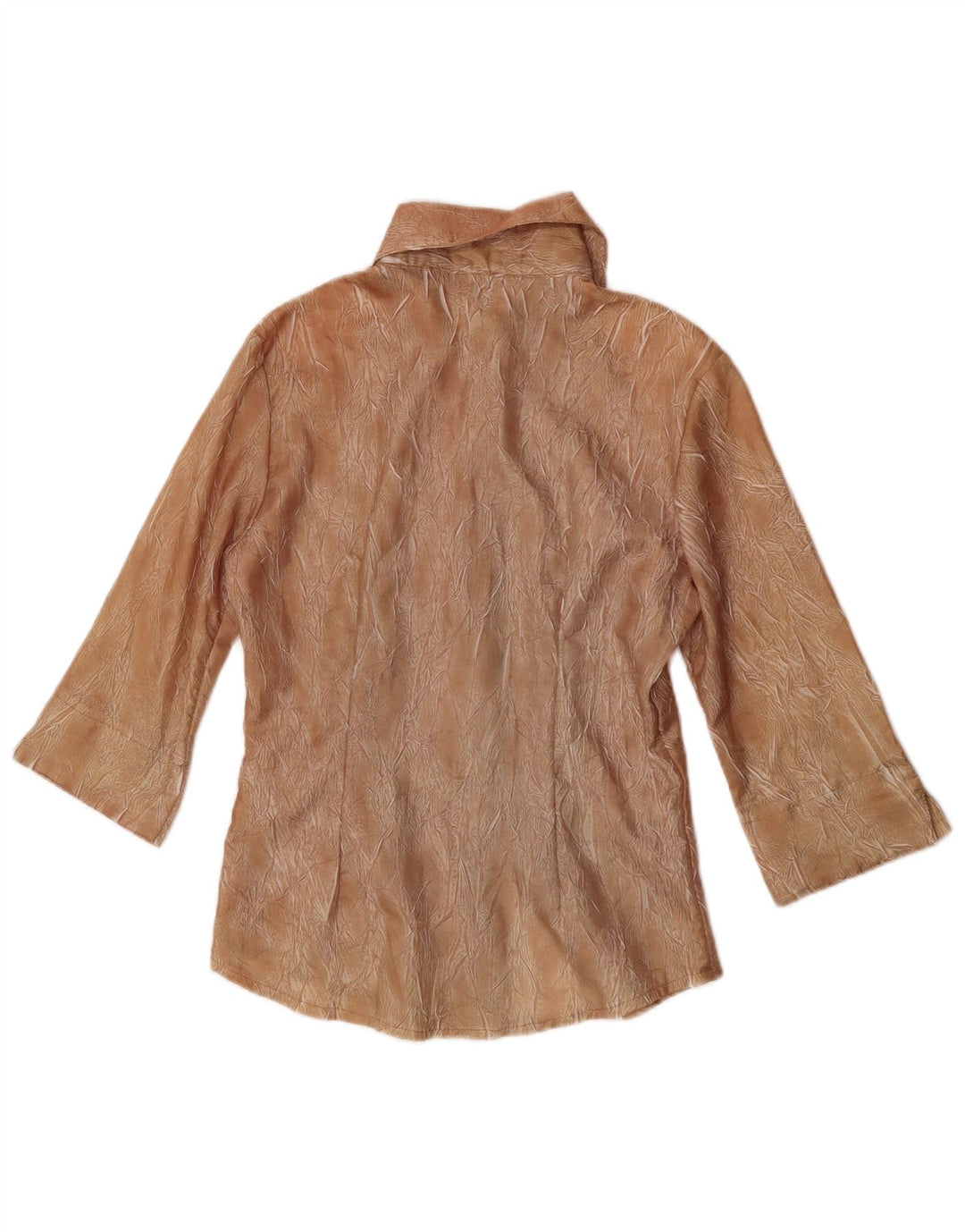 Damska bluzka koszulowa w stylu vintage z abstrakcyjnym wzorem i rękawem 3/4 UK 10 Small Brown