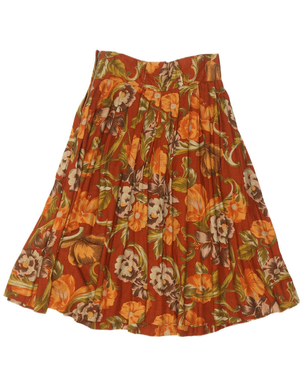 Vintage damska plisowana spódnica IT 44 Medium W28 brązowy kwiatowy