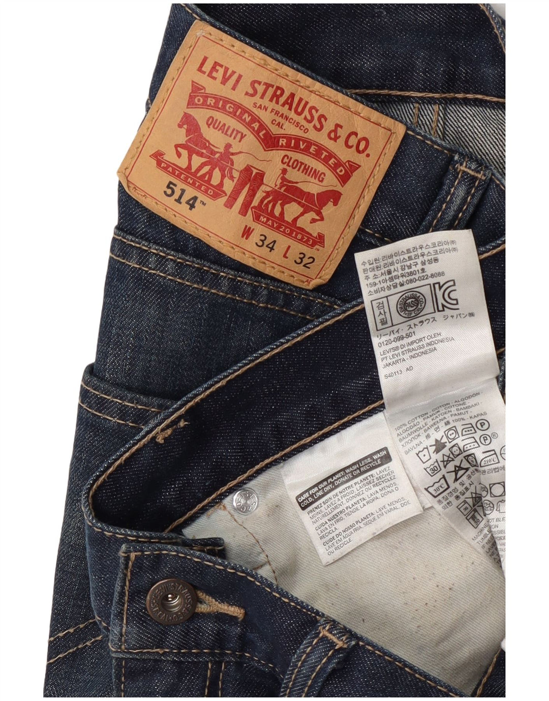 Męskie dżinsy Levi's 514 Straight W34 L32 Granatowa bawełna