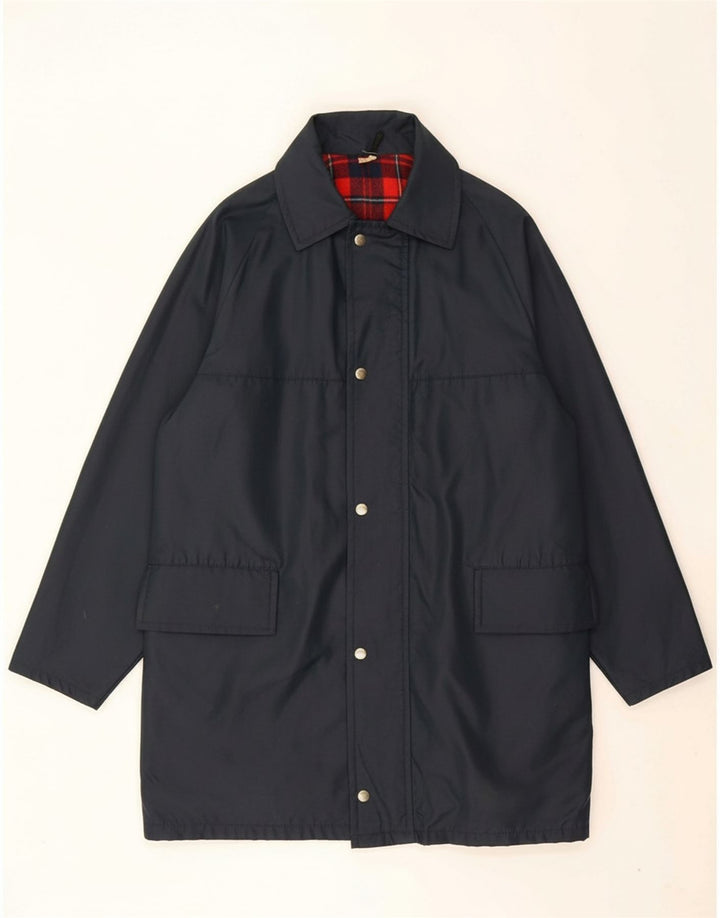 VINTAGE Mens Windbreaker Jacket UK 36 Small Navy Blue Nylon