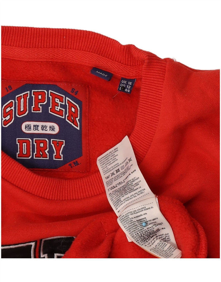 Damski sweter oversize Superdry Graphic UK 16, duży, czerwony, bawełniany