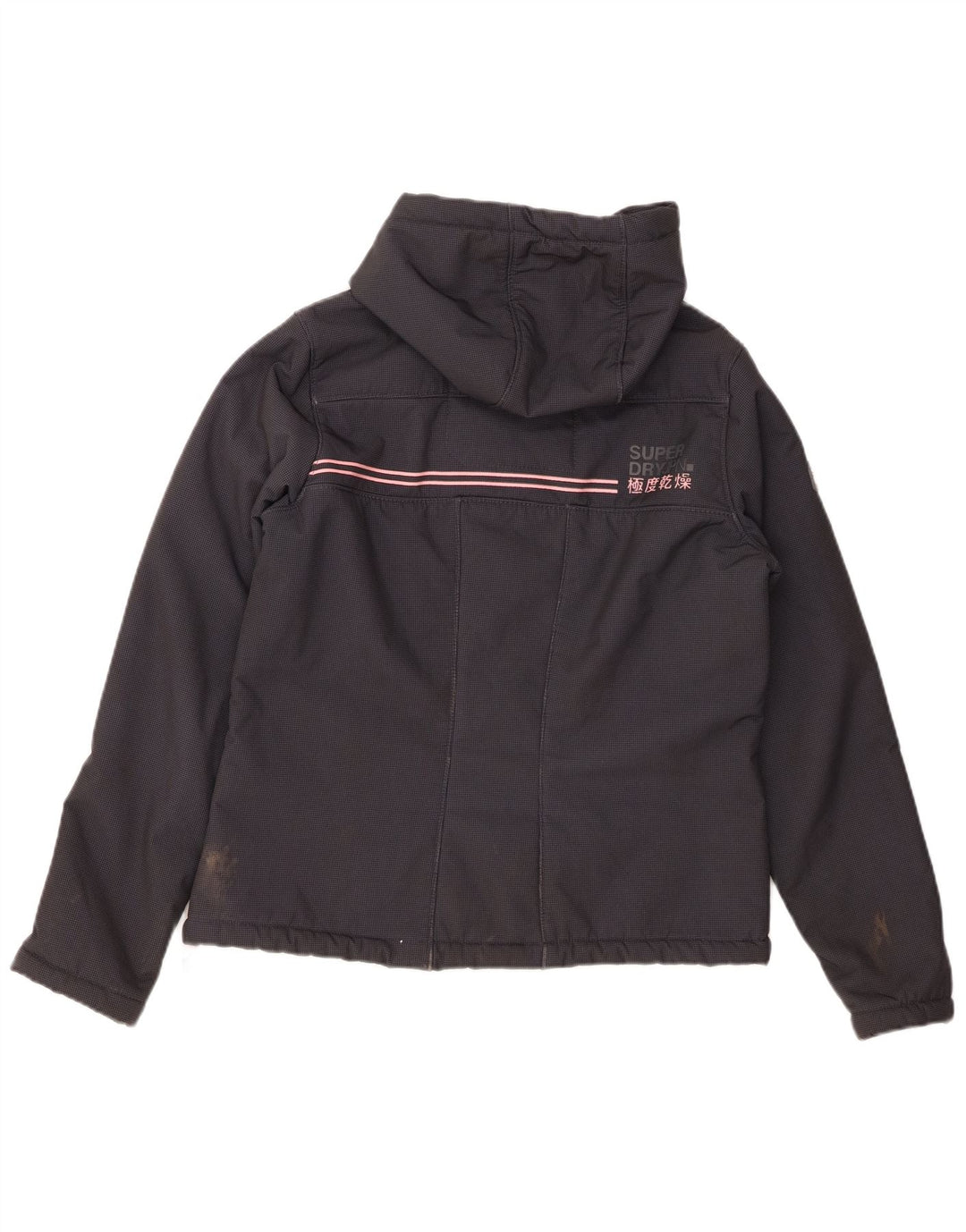 Damska kurtka wiatrówka z kapturem SUPERDRY Windtrekker UK 14, duża, szara