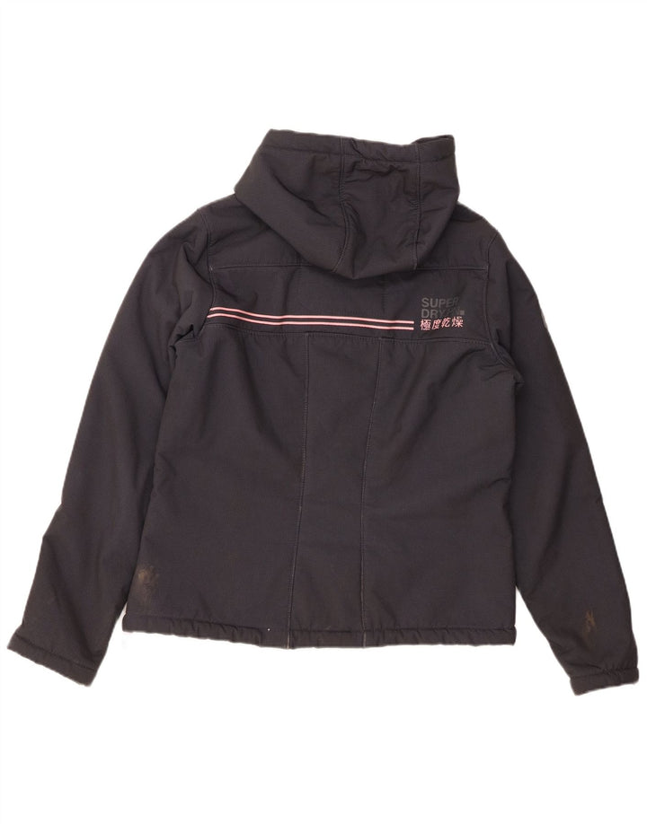 Damska kurtka wiatrówka z kapturem SUPERDRY Windtrekker UK 14, duża, szara