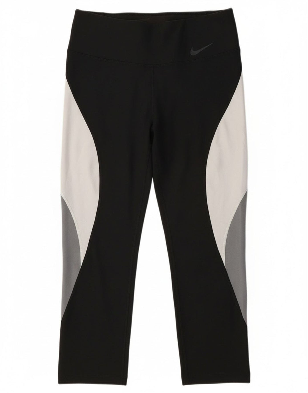 Damskie legginsy Nike Dri Fit Capri UK 10, mały, czarny poliester z blokami kolorów