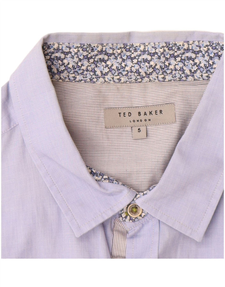 Koszula męska z krótkim rękawem Ted Baker, rozmiar 5 XL, niebieska, bawełniana