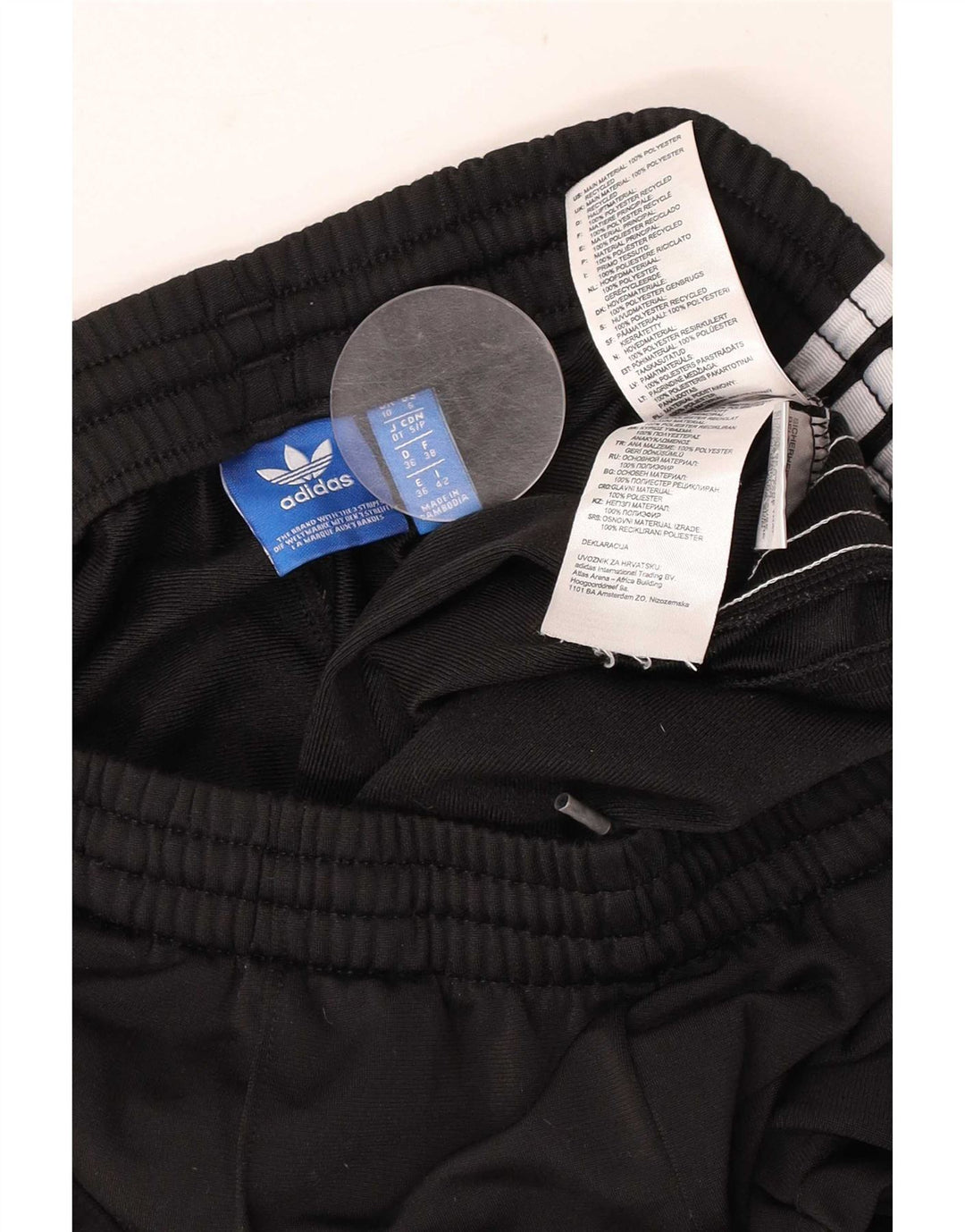 Damskie spodnie dresowe Adidas UK 10, małe, czarne, poliestrowe