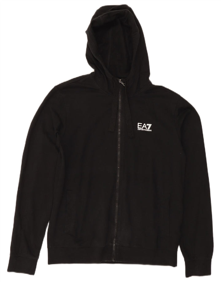 Damski sweter z kapturem i zamkiem EMPORIO ARMANI UK 14, średni czarny, bawełniany